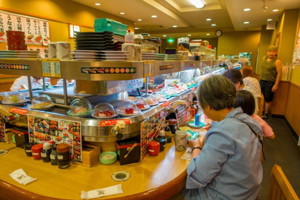 conveyor belt sushi restaurant Arigato Travel
